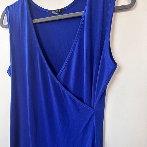 Angvns Women's Faux Wrap Colbalt Blue Midi Dress S - Picture 10 of 14